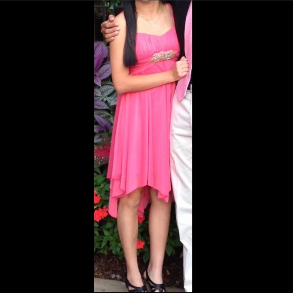 Pink spaghetti strap formal dress